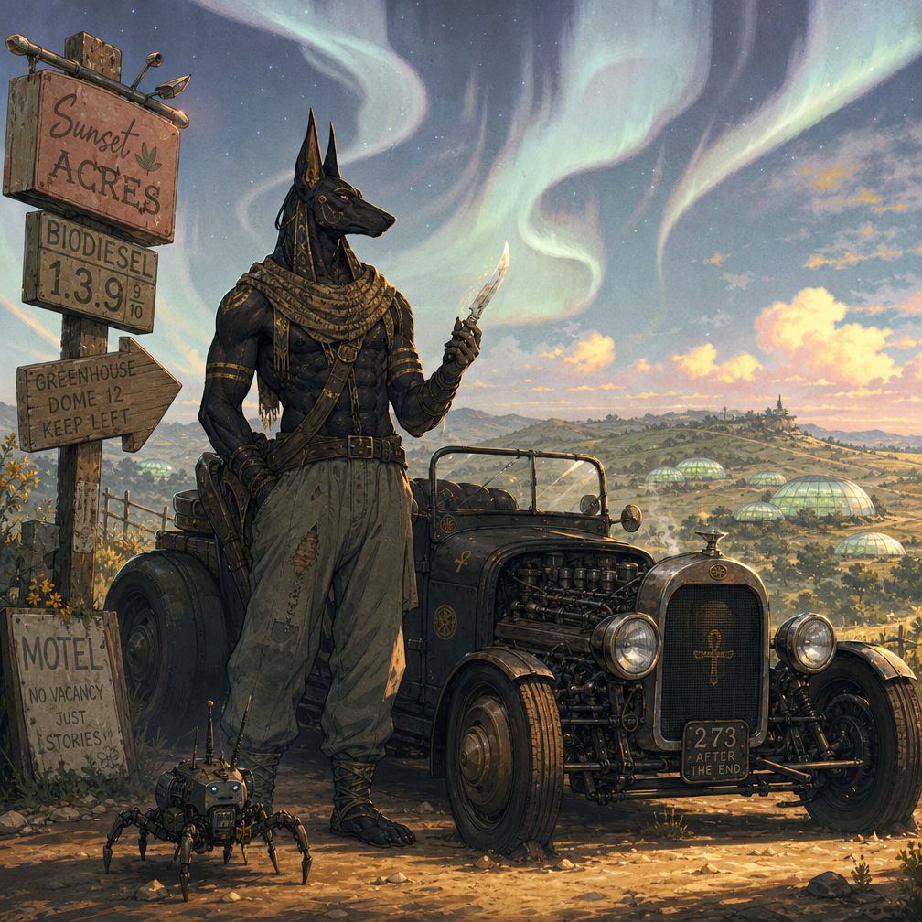 Cover art for Furry Road, a post-apocalyptic world on Voyage