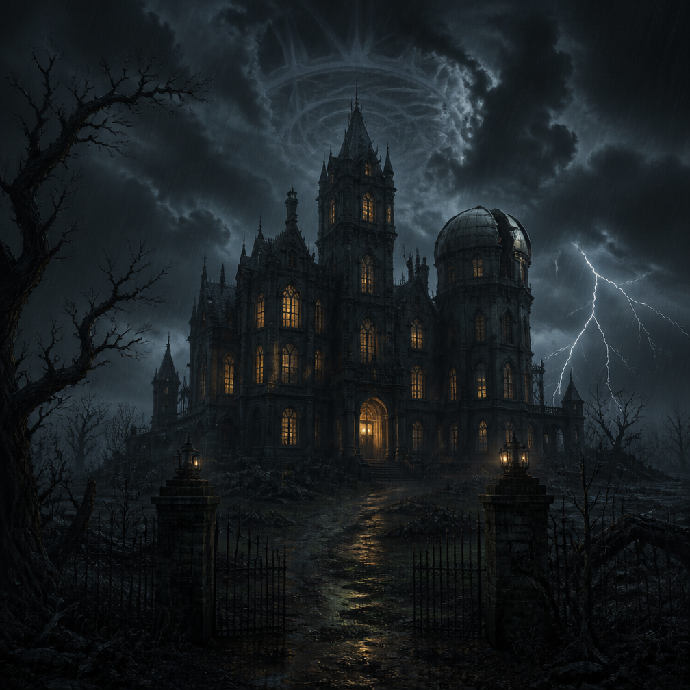 Cover art for The House Beneath the Rain, a lovecraftian horror world on Voyage