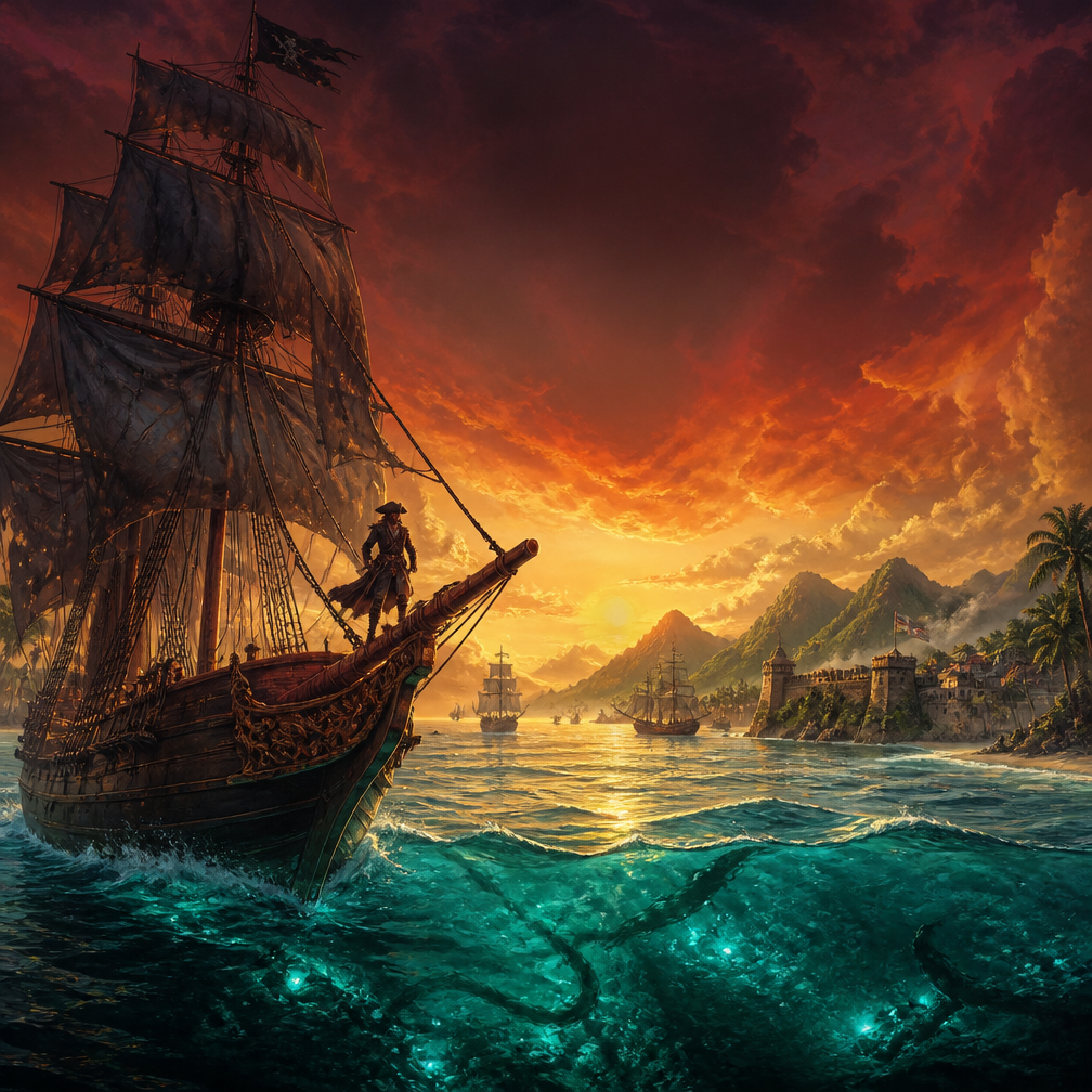 Cover art for Pieces of Eight, an age of piracy world on Voyage