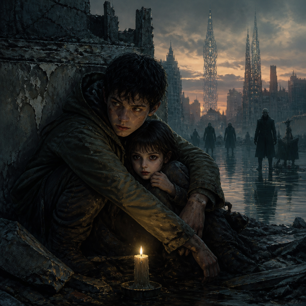 Cover art for Twilight Children, a post-apocalyptic world on Voyage