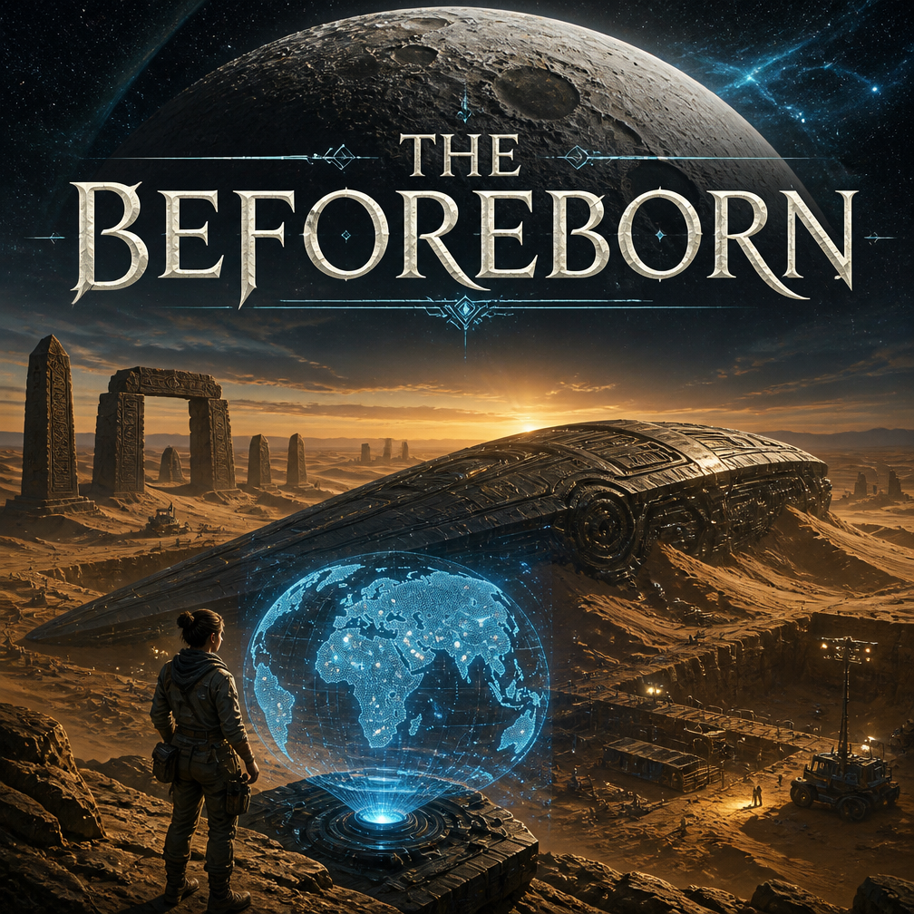 Cover art for The Beforeborn, a cosmic archaeology world on Voyage