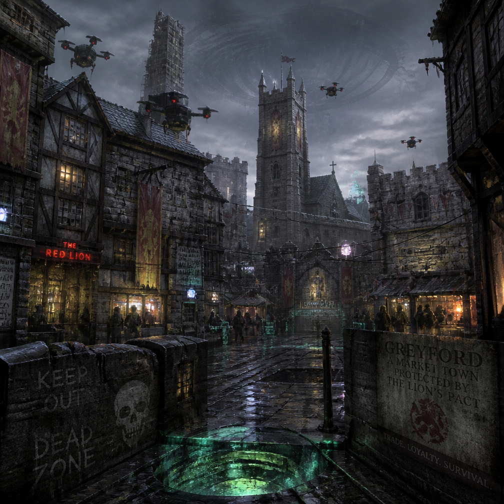 Cover art for The Crown of Ashes, a cyberpunk world on Voyage