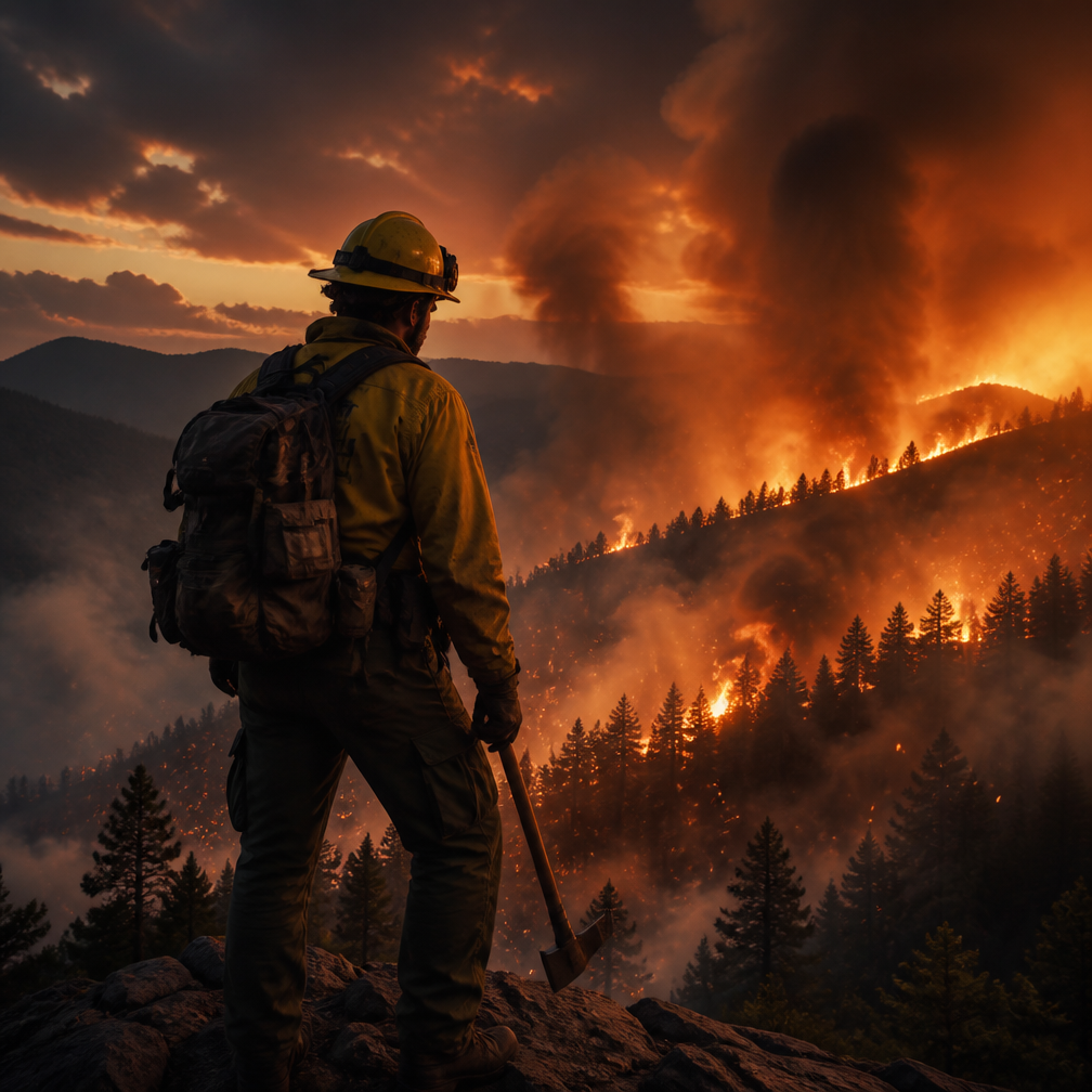 Cover art for Fireline: Ashfall County, a wildfire world on Voyage