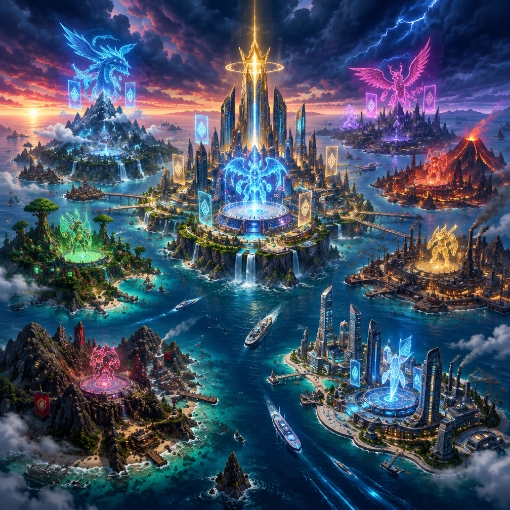 Cover art for Duelbound: The Carper Archipelago, a modern fantasy world on Voyage