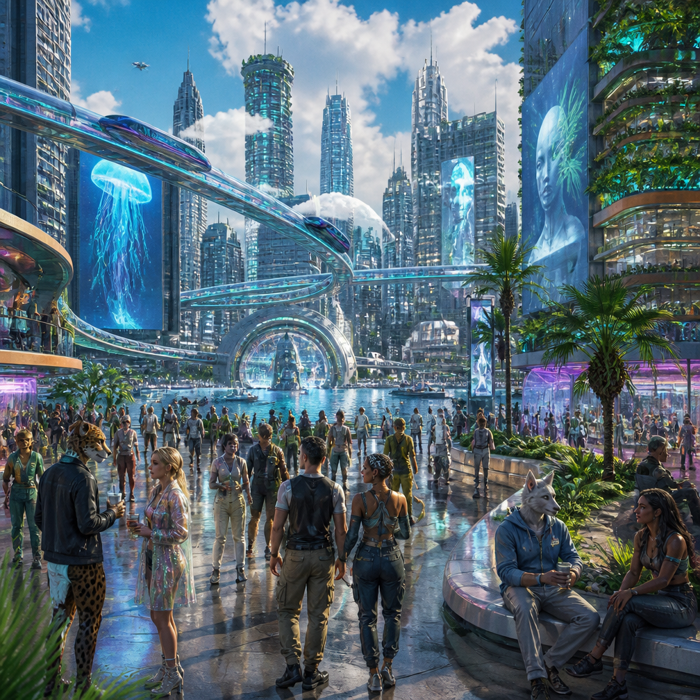 Cover art for Biopunk Sandbox: New Avalon, an open world world on Voyage