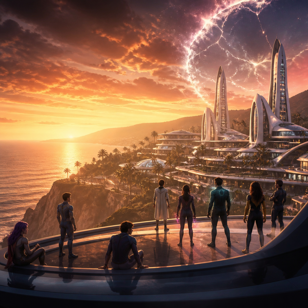 Cover art for Apex Meridian: Orange County, a superheroes world on Voyage