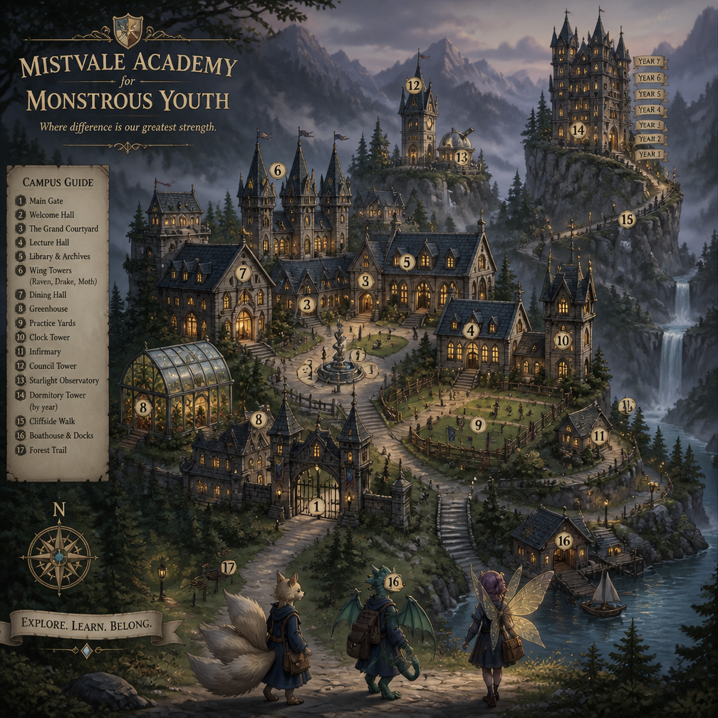 Cover art for Cinderfall Academy, a monsters world on Voyage