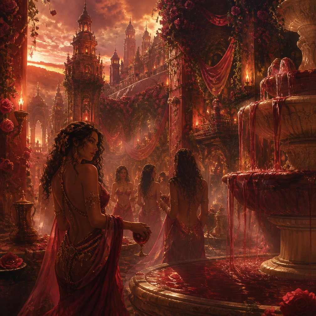 Cover art for Velisara: The Velvet Hunger, a fantasy world on Voyage