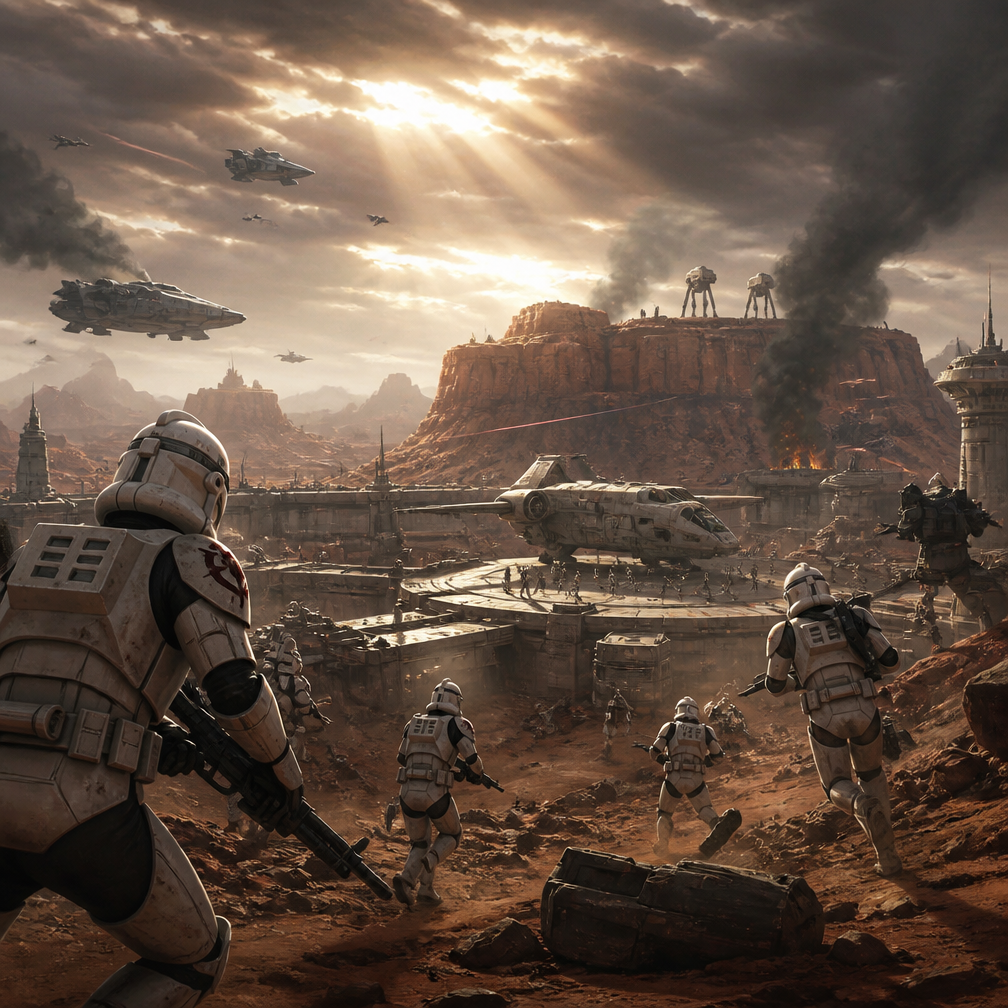 Cover art for Emberfall: The Vanguard War, a sci-fi world on Voyage