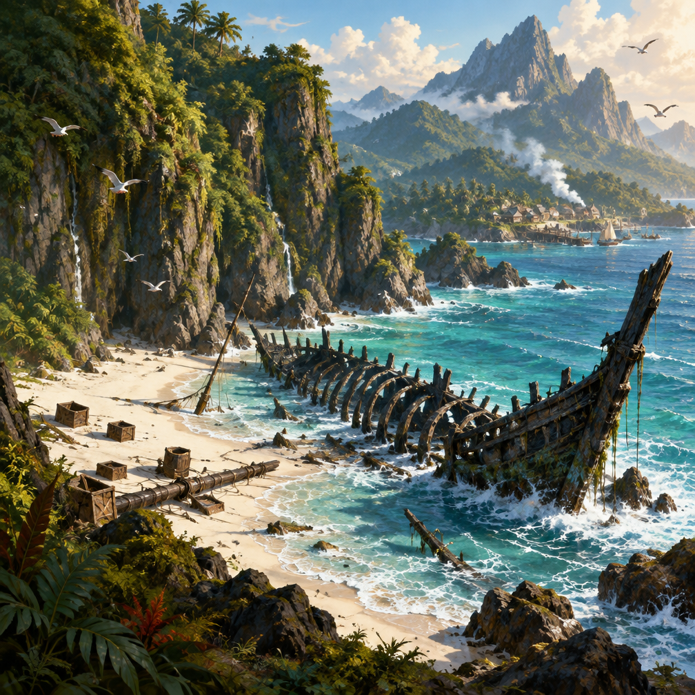 Cover art for The Marrow Coast, a high fantasy world on Voyage