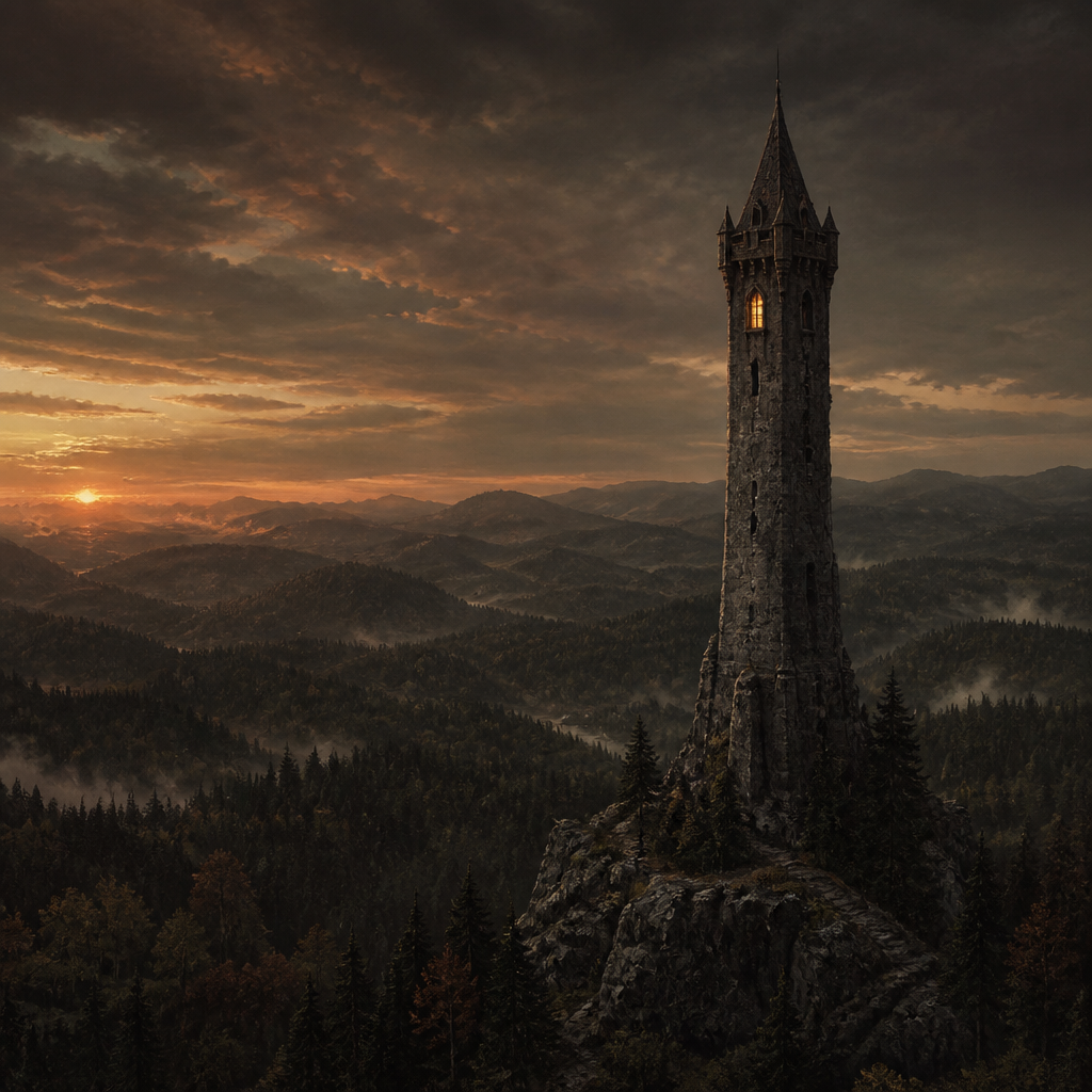 Cover art for The Lone Spire, a fantasy world on Voyage