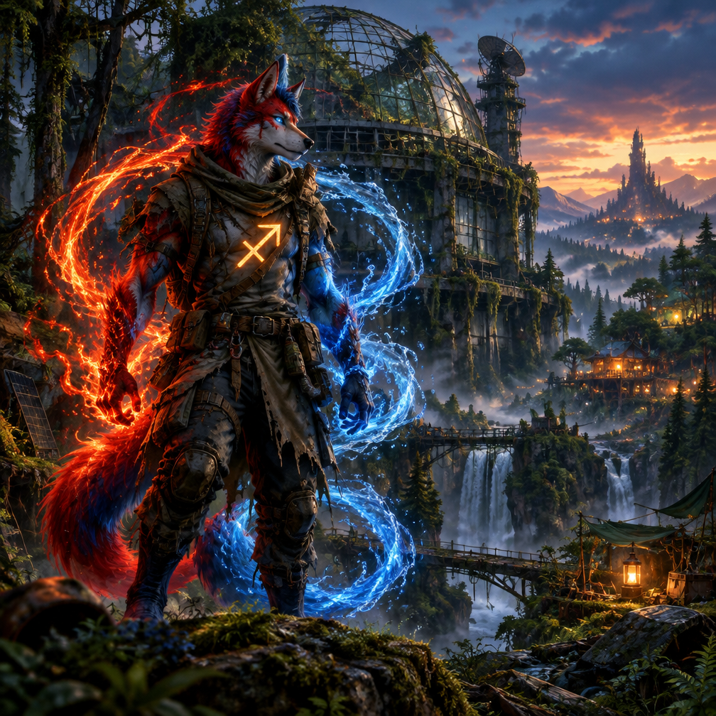 Cover art for Elementis Echoes, a post-apocalyptic world on Voyage