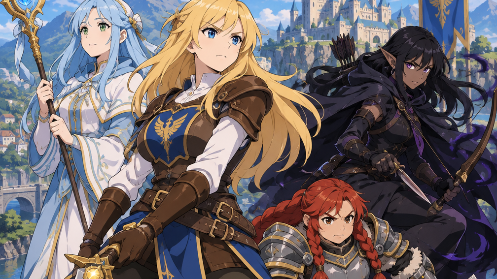 Cover art for The Four Heroines: A New Hero, a fantasy scenario on AI Dungeon