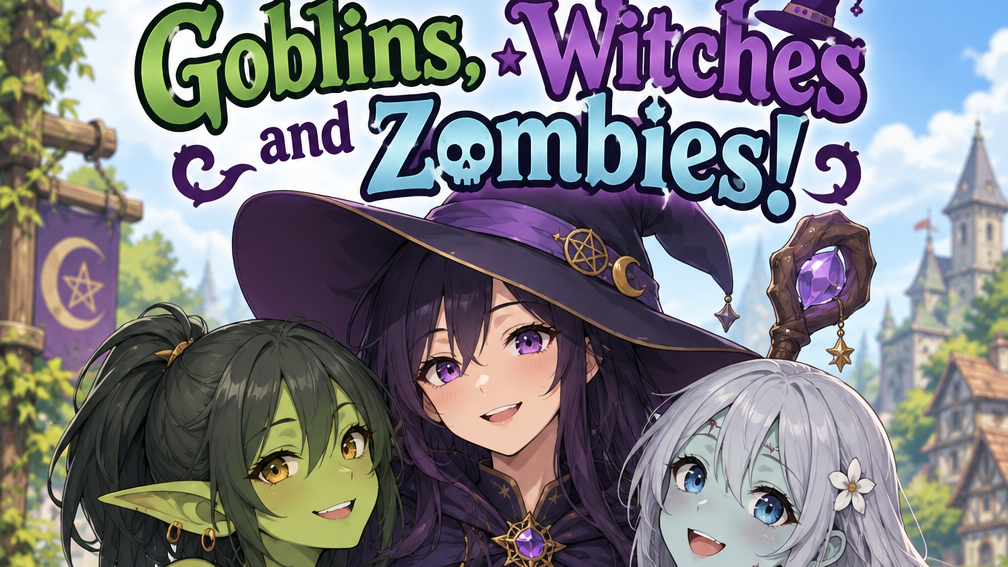 Cover art for Goblins, Witches and Zombies!, a fantasy scenario on AI Dungeon