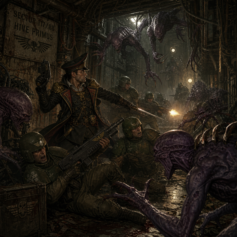 Cover art for Ambushed in the Underhive, a genestealer scenario on AI Dungeon