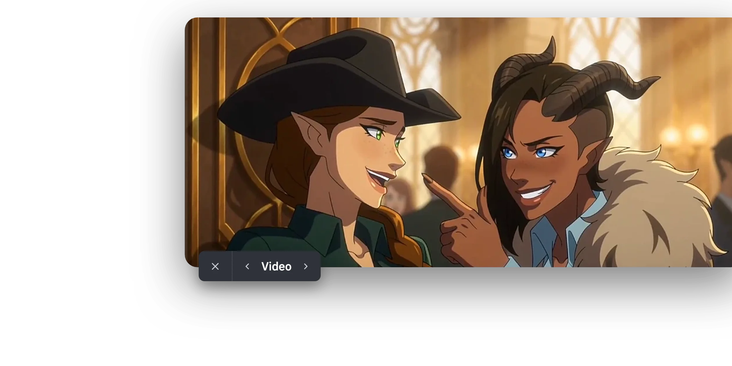 A generated anime-style video of two characters, with the Video selector.