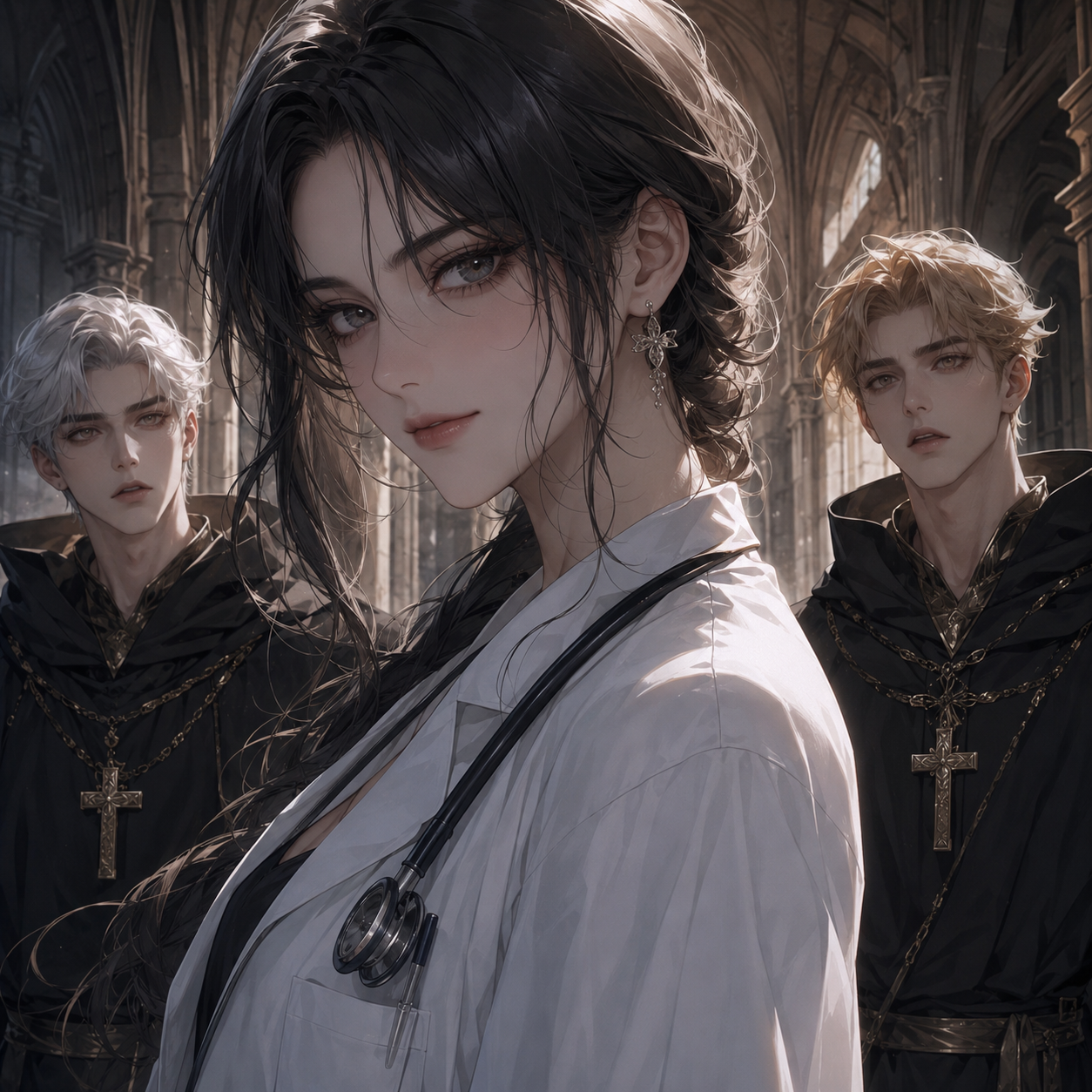 Cover art for 📿Only Female Doctor in the All-Male Monastery📿, a romance scenario on AI Dungeon