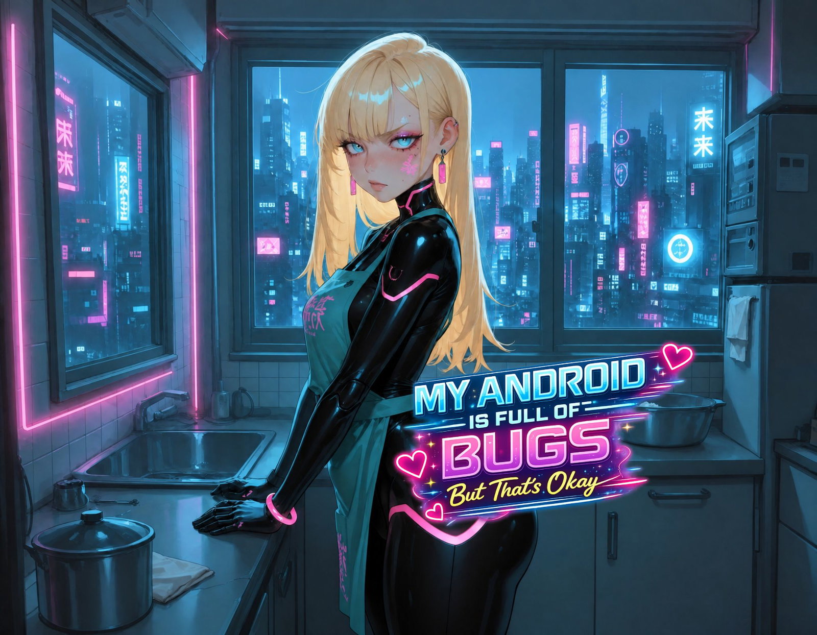 Cover art for My Android Is Full of Bugs But That's Okay, a sci fi scenario on AI Dungeon