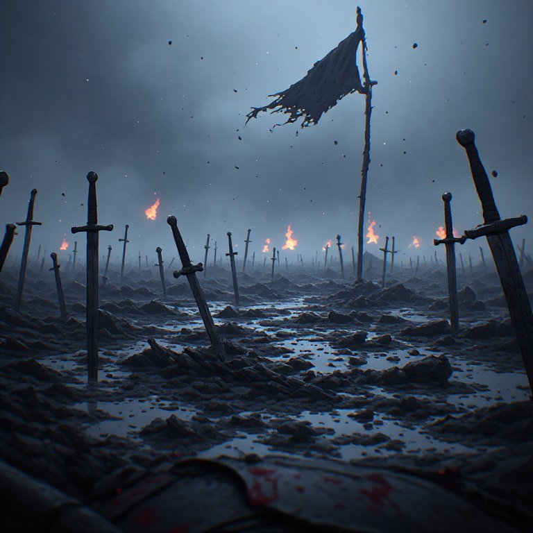 Cover art for The Quiet Battlefield, a floc scenario on AI Dungeon