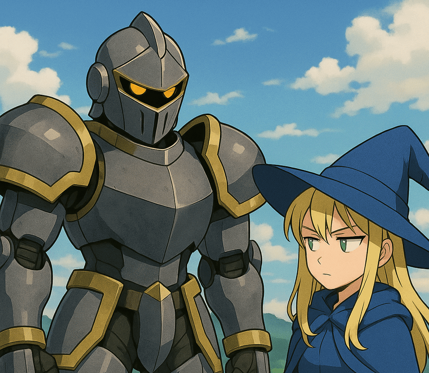 Cover art for "Nobody Knows I'm actually a Mecanoid, not a Human in Armor", an isekai scenario on AI Dungeon