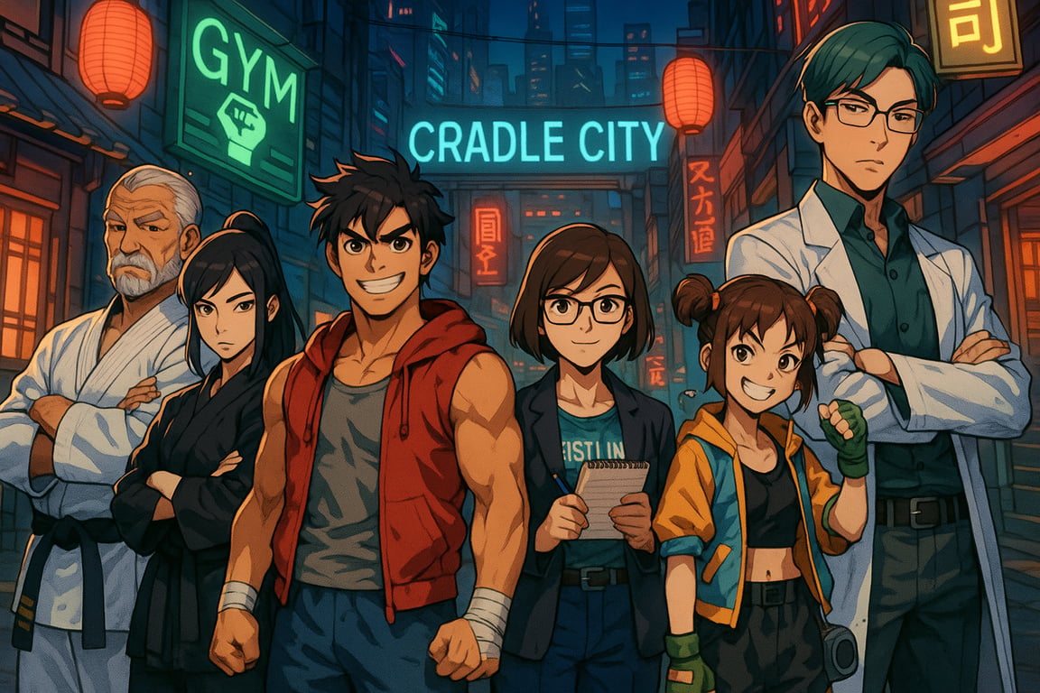 Cover art for Cradle City Stories , a martial arts scenario on AI Dungeon