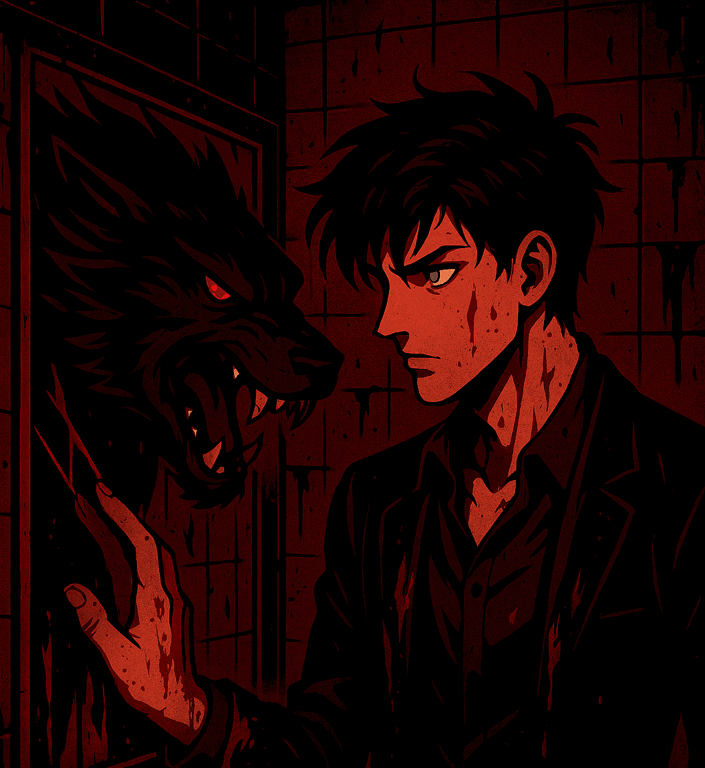 Cover art for Predator’s Mask, a shapeshifter scenario on AI Dungeon