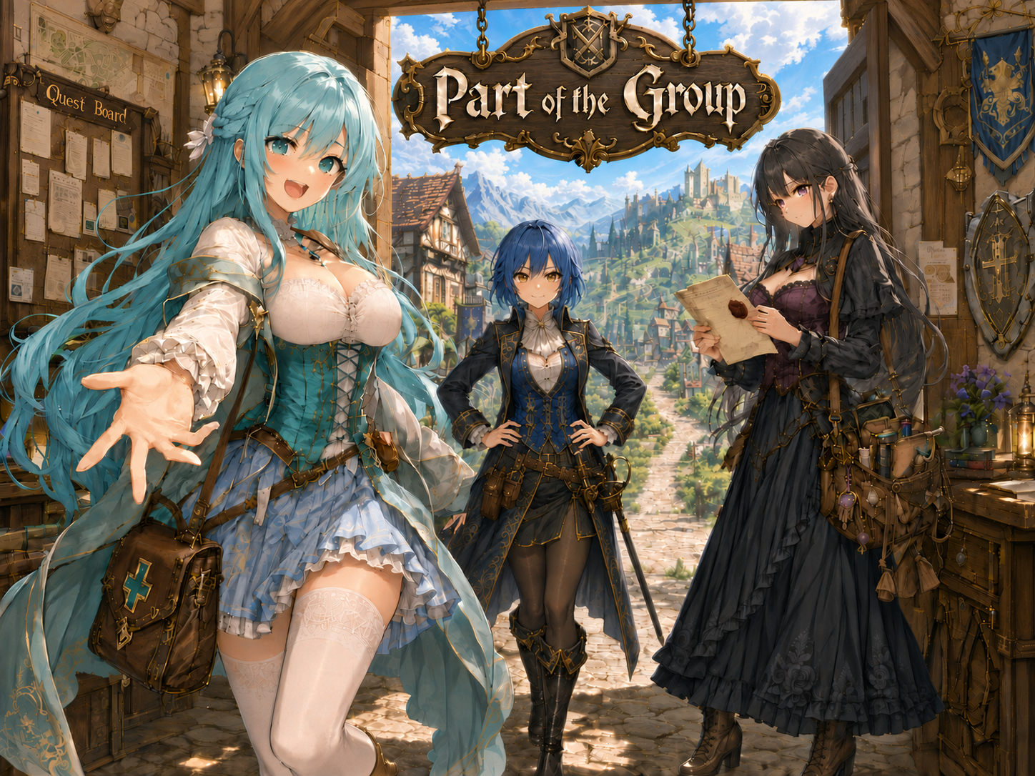 Cover art for Part of the Group, a fantasy scenario on AI Dungeon