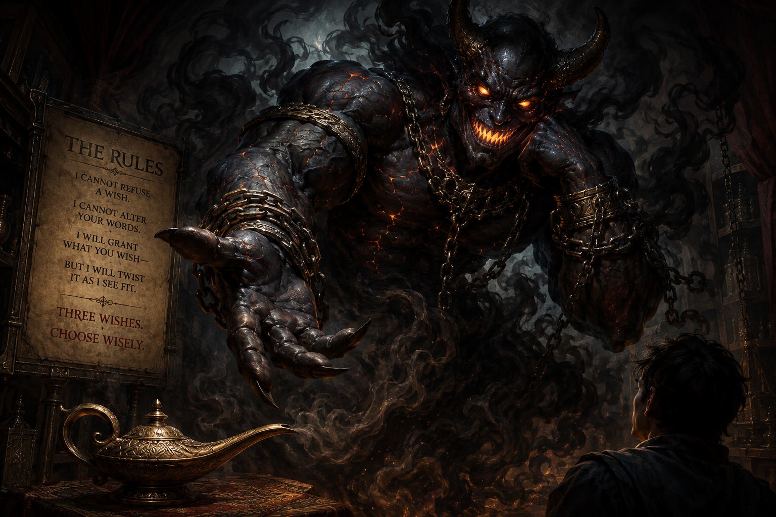 Cover art for The Lamp's Price, a horror scenario on AI Dungeon