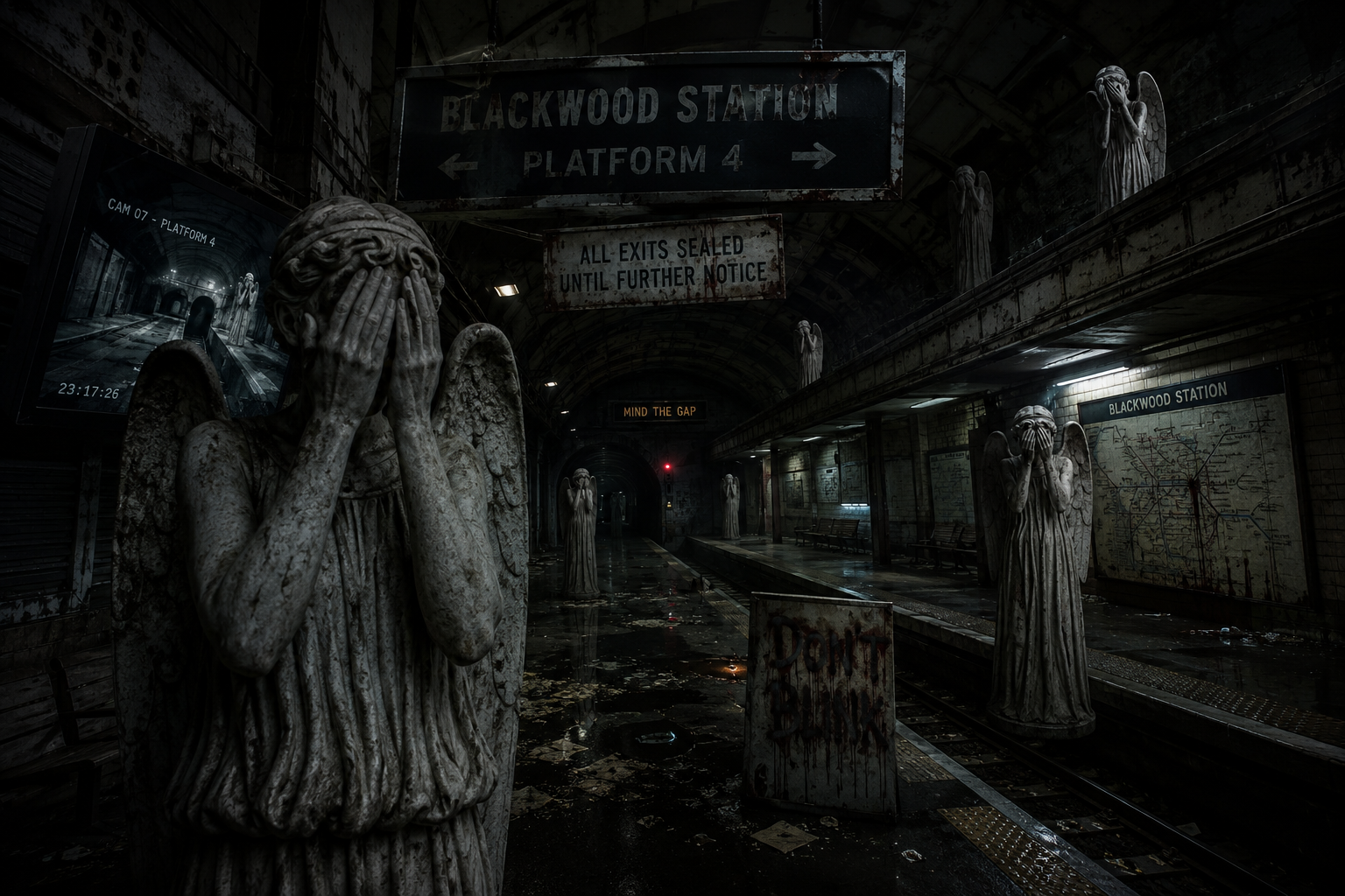 Cover art for Don't Blink, a horror scenario on AI Dungeon