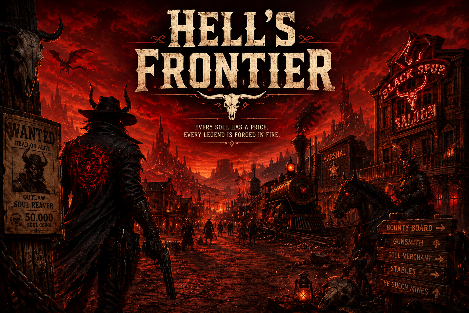 Cover art for Hell's Frontier, a home scenario on AI Dungeon