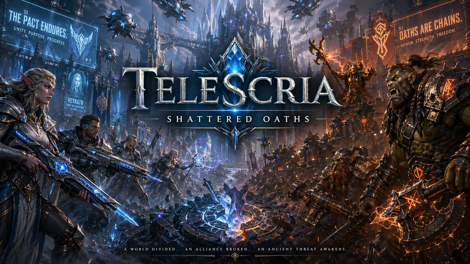 Cover art for Telescria: Shattered Oaths, a fantasy scenario on AI Dungeon