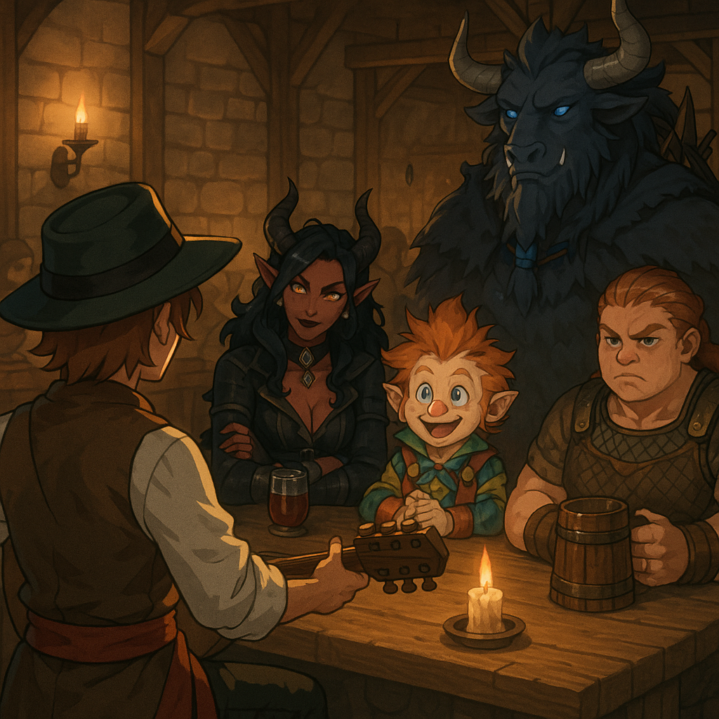 Cover art for Tales from the Laughing Chimera – Bardic Shenanigans , a fantasy scenario on AI Dungeon