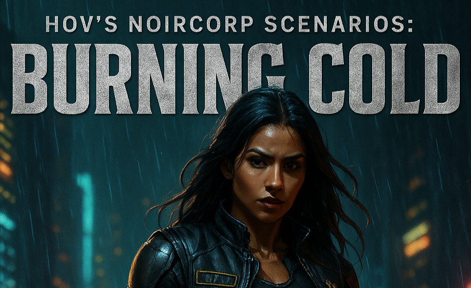 Cover art for Burning Cold, a cyberpunk scenario on AI Dungeon