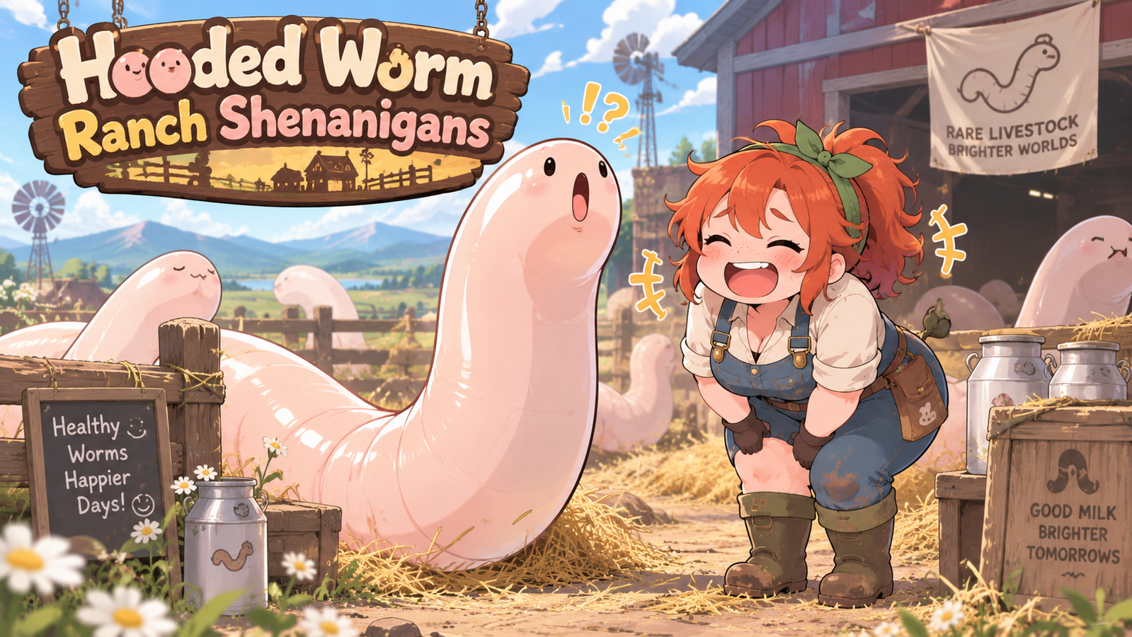 Cover art for Hooded Worm Ranch Shenanigans, a comedy scenario on AI Dungeon