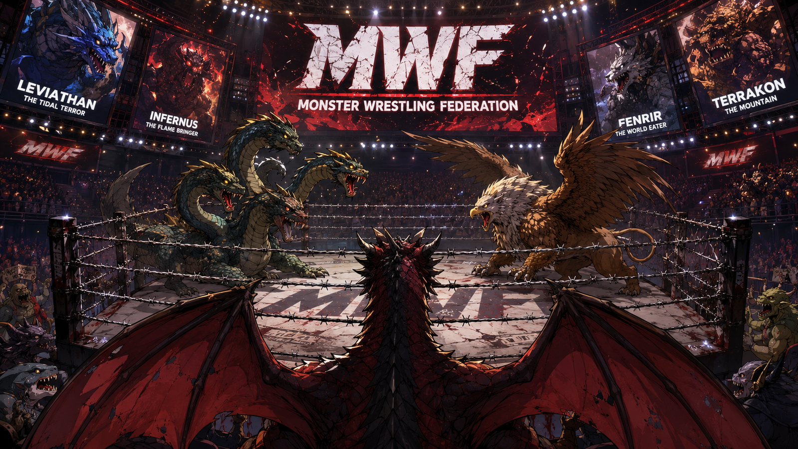 Cover art for Monster Wrestling Federation, a fantasy scenario on AI Dungeon