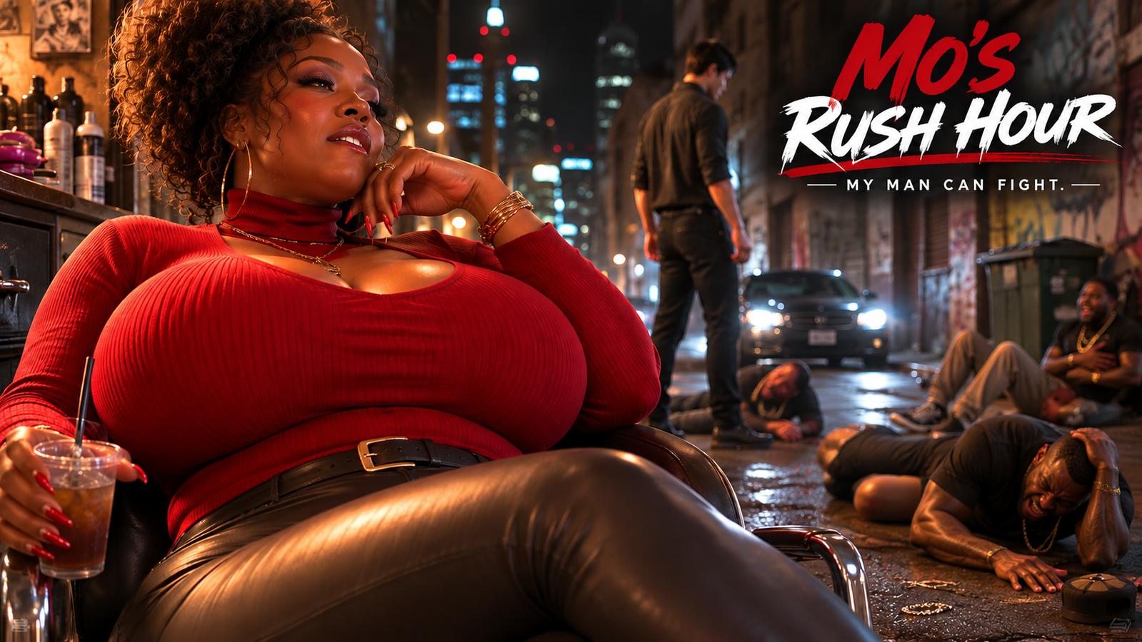Cover art for Mo's Rush Hour: My Man Can Fight, a comedy scenario on AI Dungeon