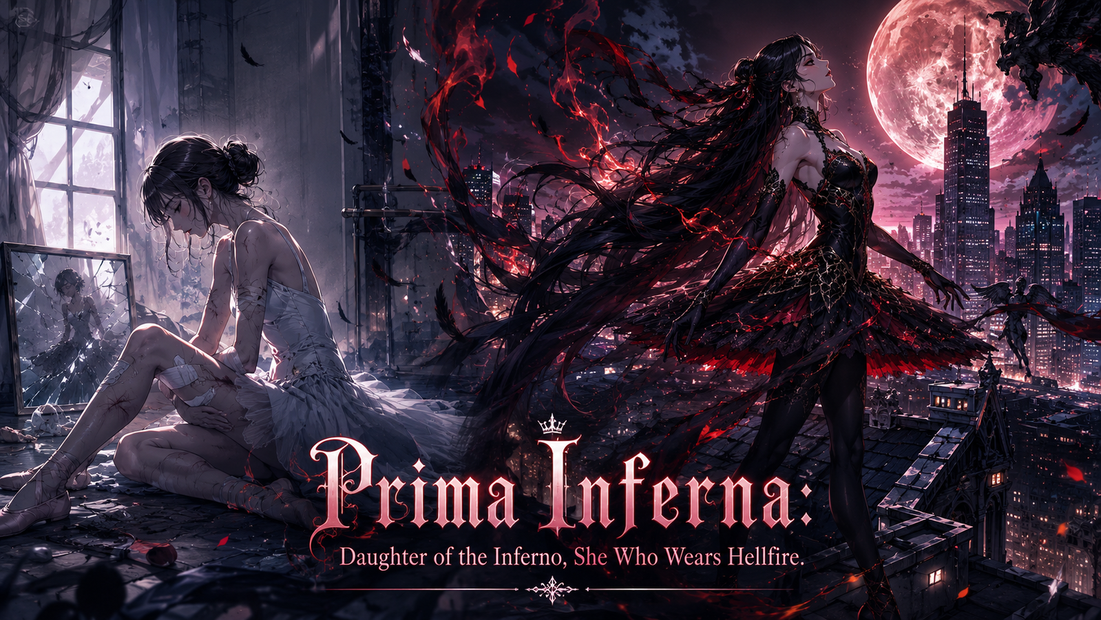 Cover art for Prima Inferna: Daughter of the Inferno, She Who Wears Hellfire, a witch scenario on AI Dungeon