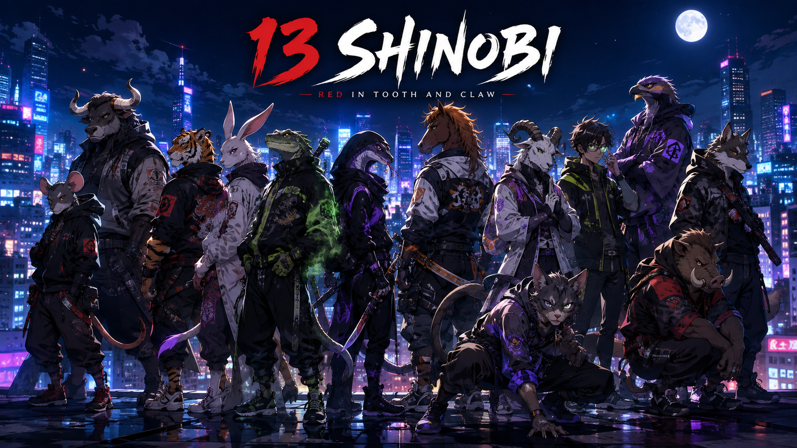 Cover art for 13 Shinobi: Red in Tooth and Claw, a ninja scenario on AI Dungeon
