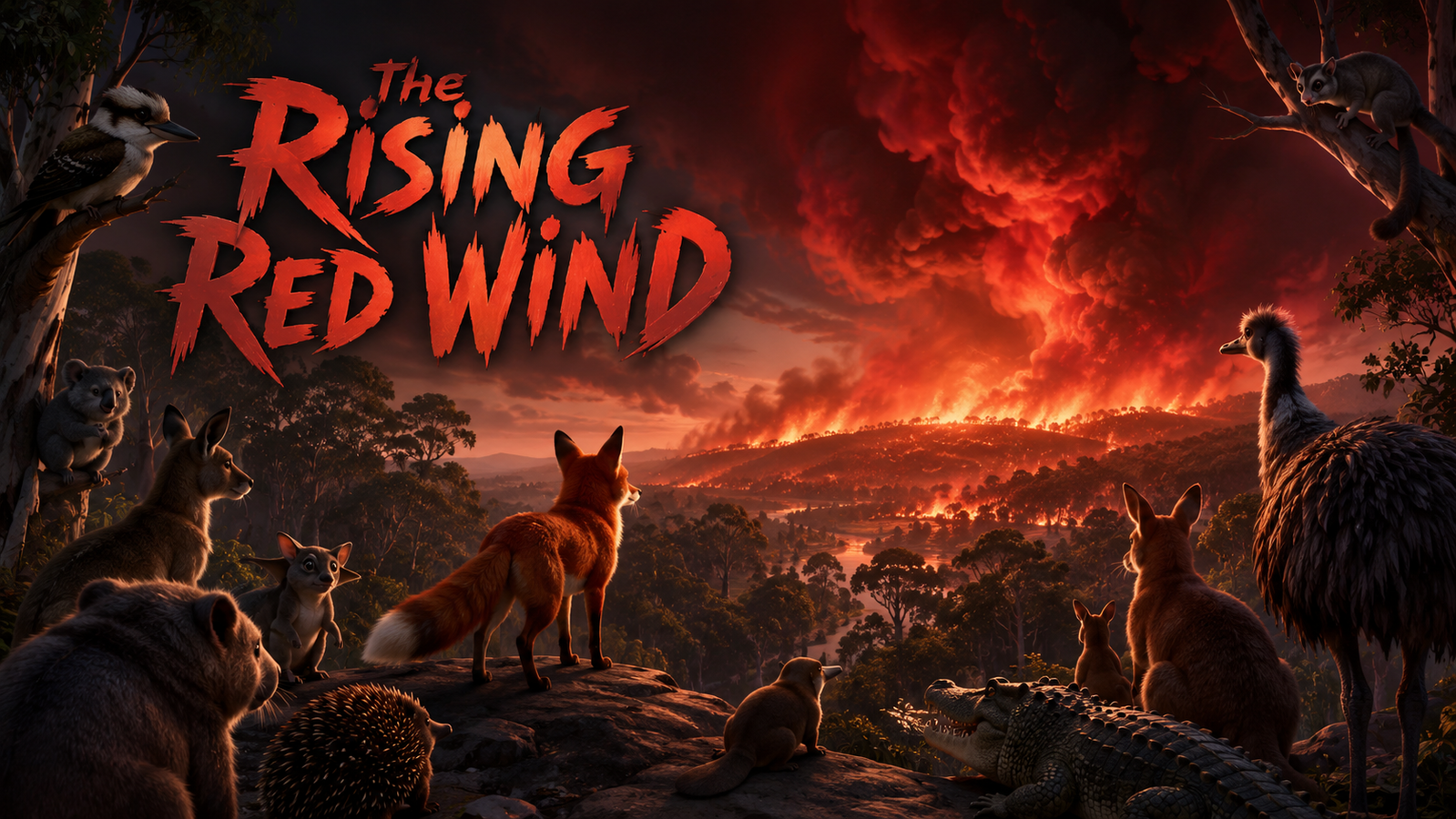Cover art for The Rising Red Wind, an animal scenario on AI Dungeon