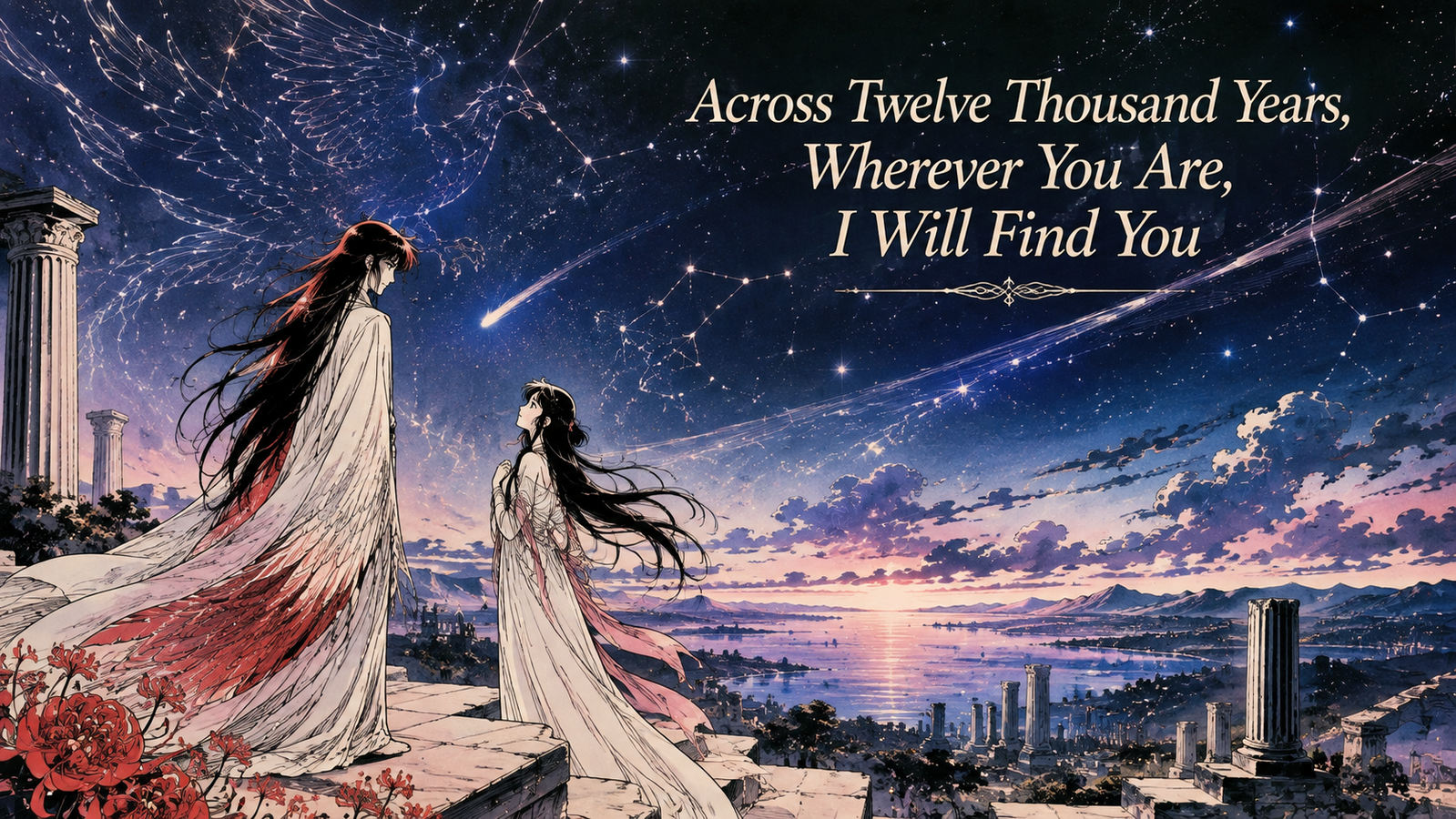 Cover art for Across Twelve Thousand Years, Wherever You Are, I Will Find You, a phoenix scenario on AI Dungeon