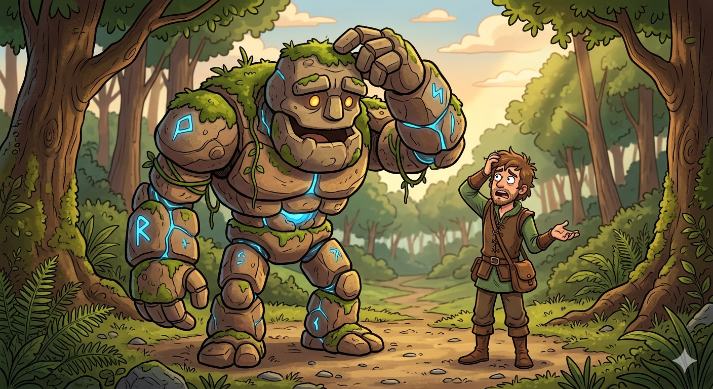 Cover art for Your Golem is the Worst Wingman!, a fairytale scenario on AI Dungeon
