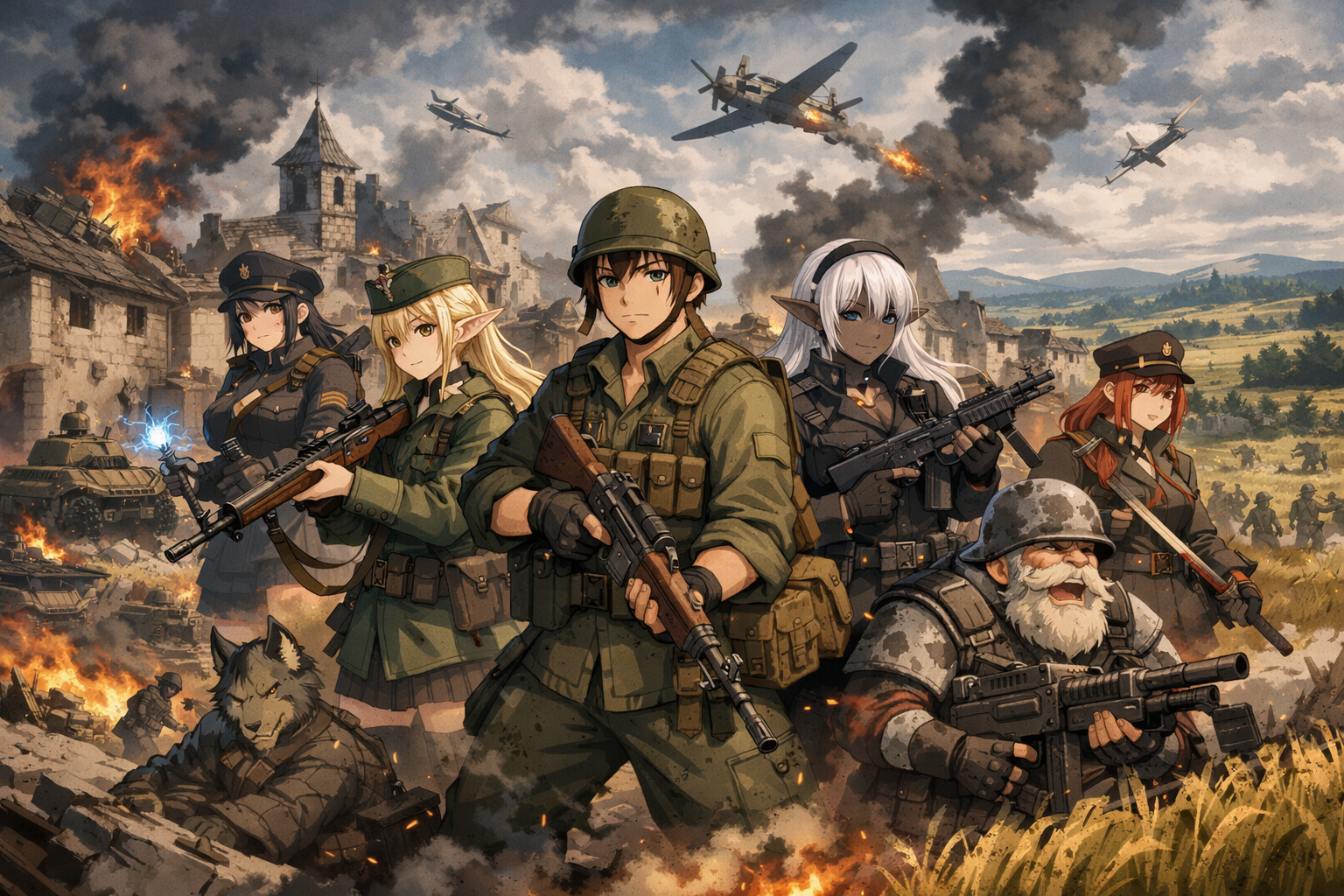 Cover art for IS+AC Ashes of a Broken World, a war scenario on AI Dungeon
