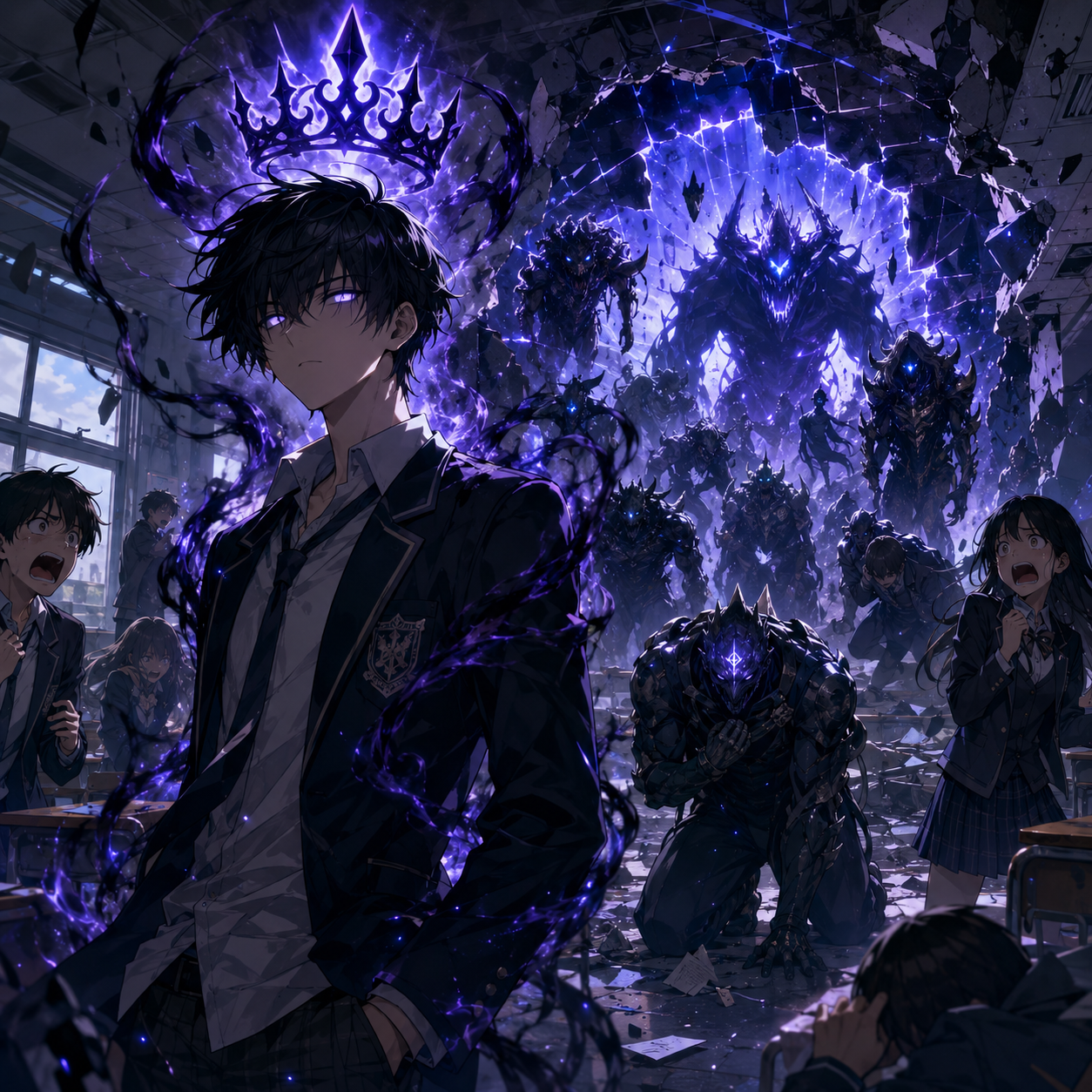 Cover art for The Emperor Beneath the School, an anime scenario on AI Dungeon