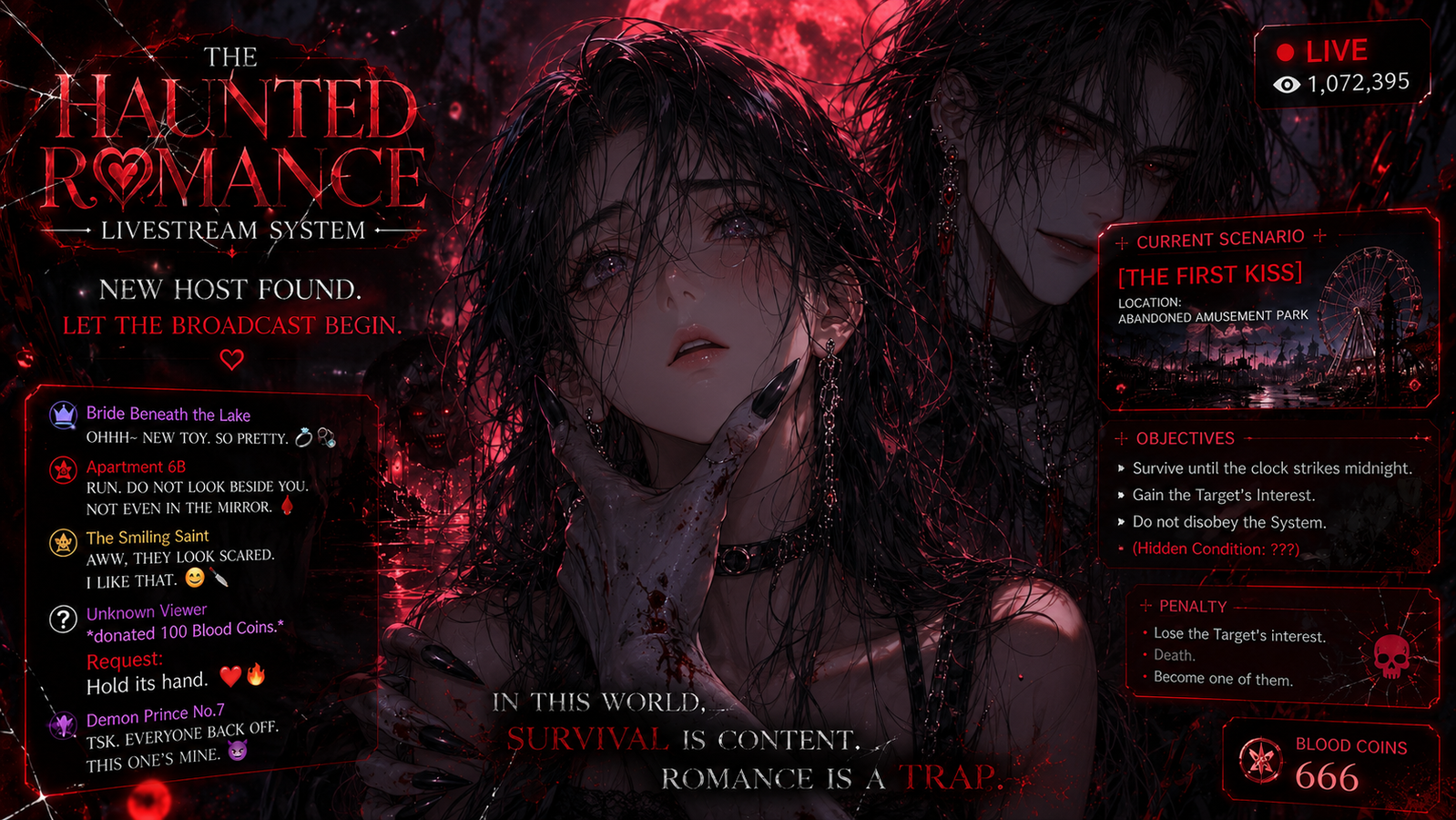 Cover art for ๐ปโค๏ธHaunted Romance Livestream System (๐Living Characters), a romance scenario on AI Dungeon