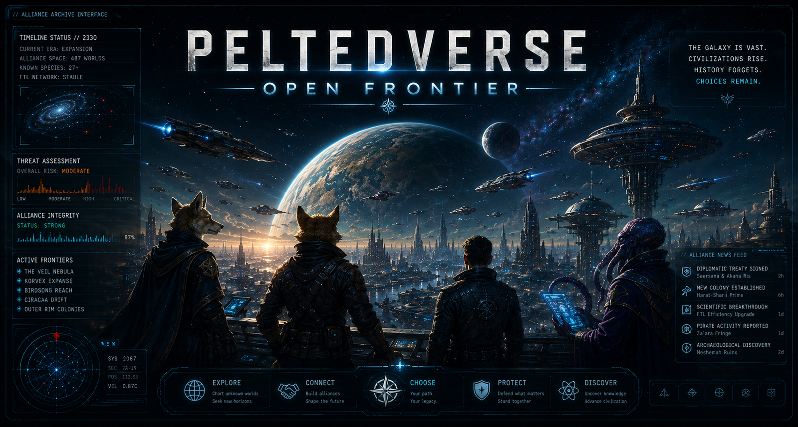 Cover art for Peltedverse: Open Frontier, a sandbox scenario on AI Dungeon