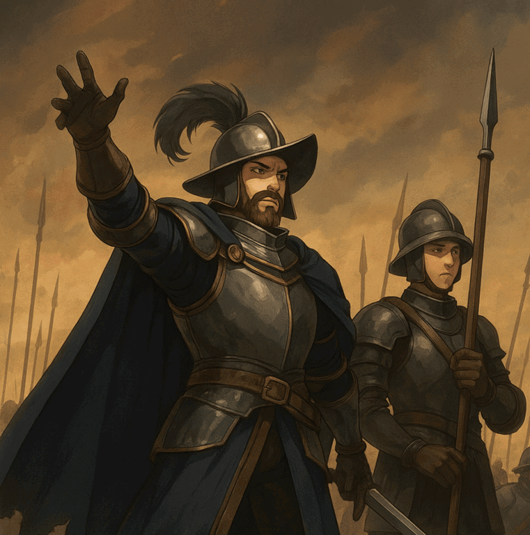 Cover art for Soldiers of Fortune, a dark fantasy scenario on AI Dungeon