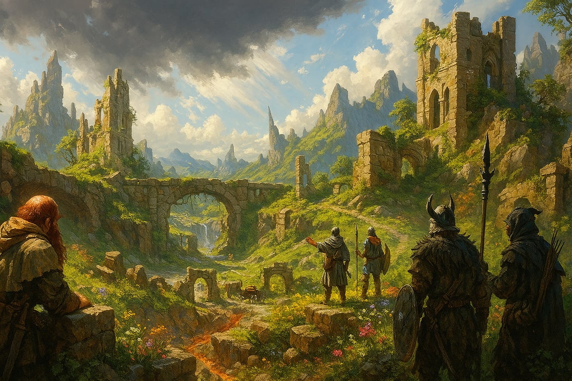 Cover art for Fractured Realms, a non magic fantasy scenario on AI Dungeon