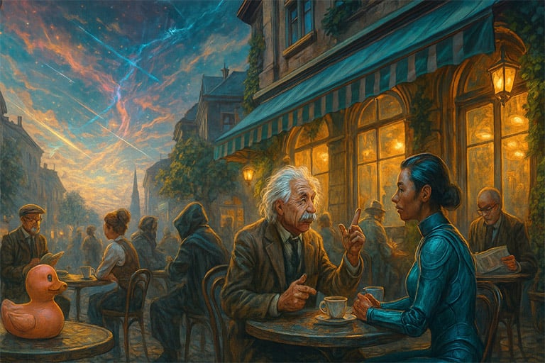 Cover art for Einstein's Paradox, a time travel scenario on AI Dungeon