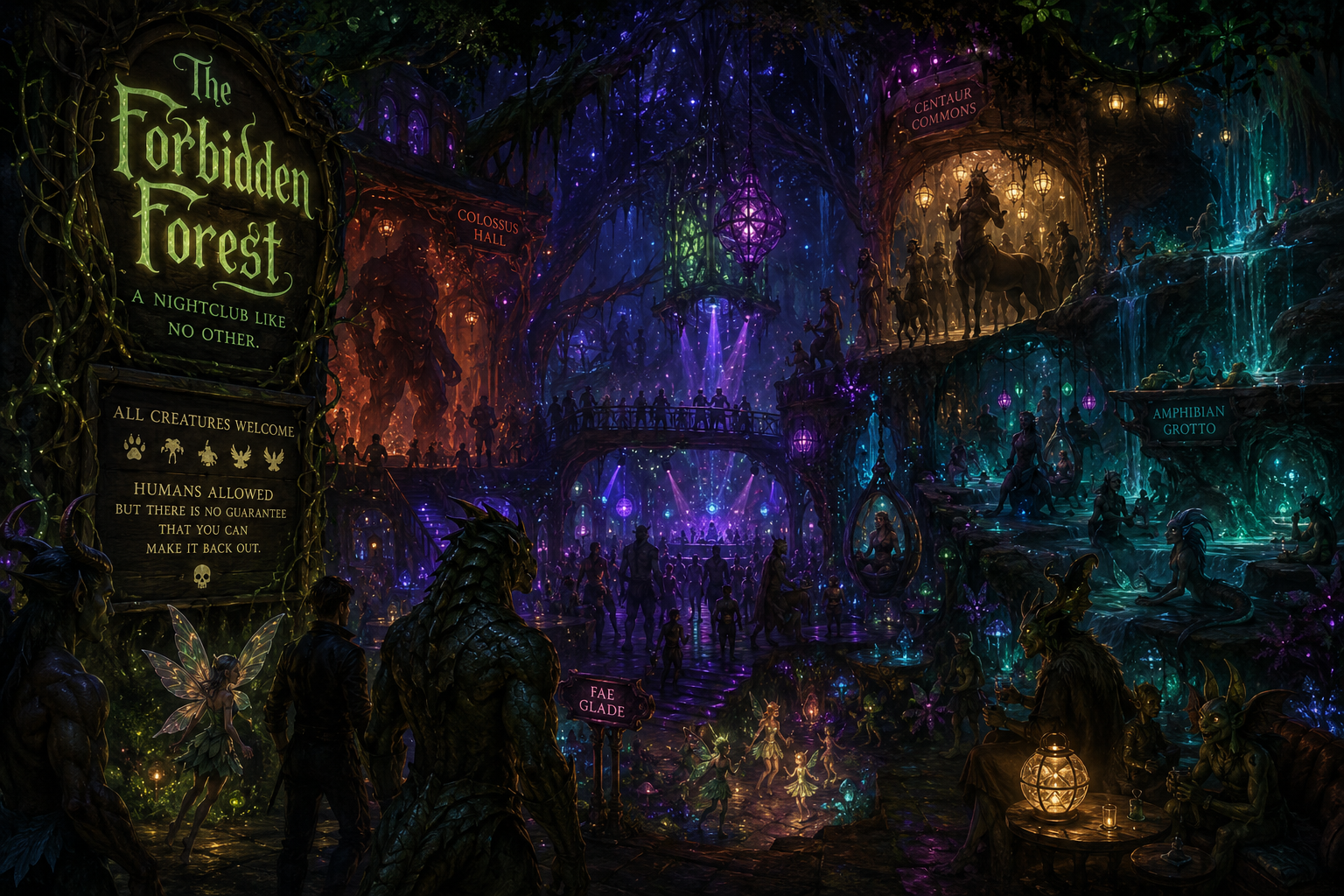 Cover art for Forbidden Forest Nightclub , a monsters scenario on AI Dungeon