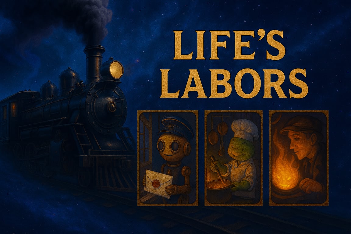 Cover art for Tales of the Dango Express: Life's Labours, a trains scenario on AI Dungeon